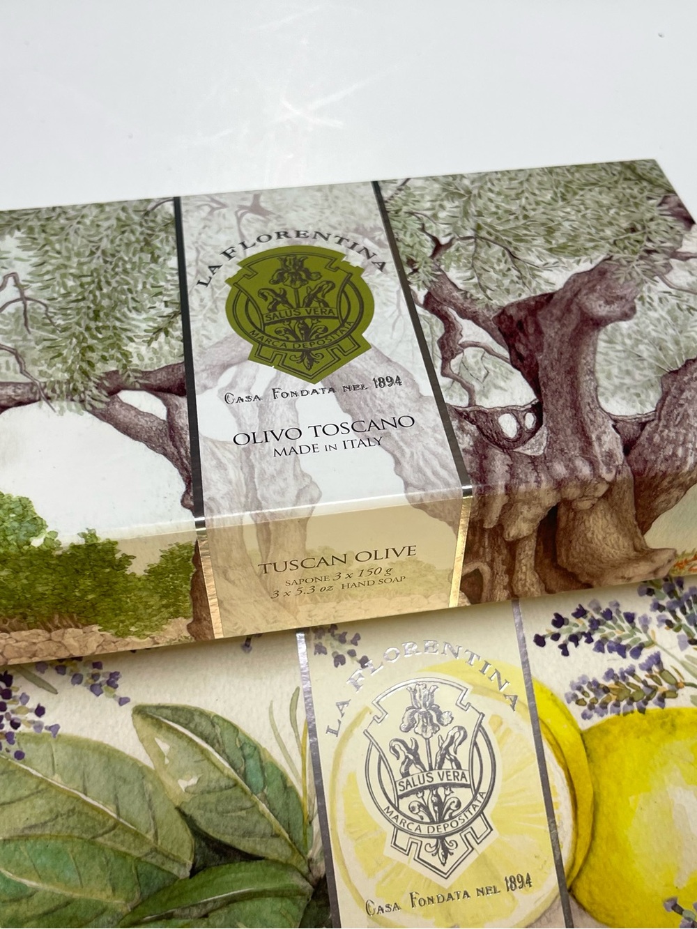 NWT Lot of 3 La Florentina Italian Soap Sets Lemon Lavender Olive 9 Bars